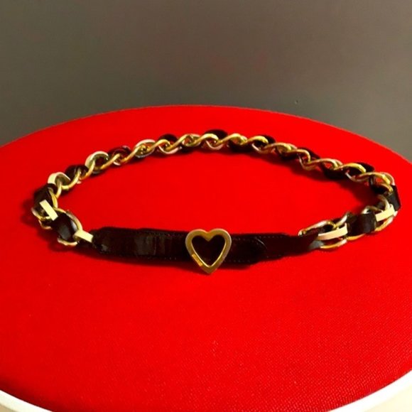 HP🔆VTG90’ Authentic Redwall Moschino White/Black Leather/Chain Belt - Picture 4 of 17